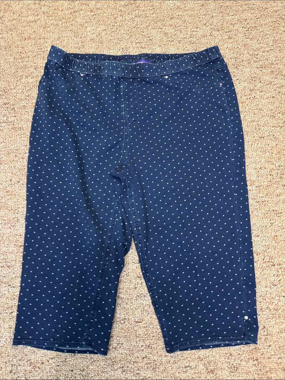 Catherines Navy Blue Polka Dot Capris